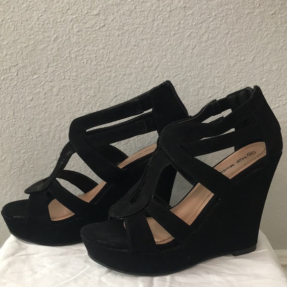 Black suade wedges - Picture 3 of 5